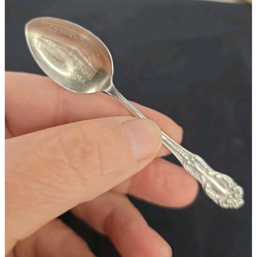 Kansas City Missouri Sterling Silver Small Souvenir Spoon w/ New Convention Hall